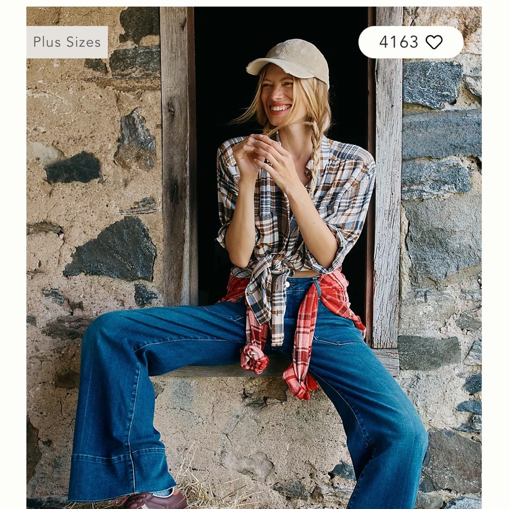 Anthropologie Blue Wide-Leg Flare Jeans